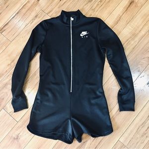 Nike one piece shorts romper running cycle outfit black small zip up